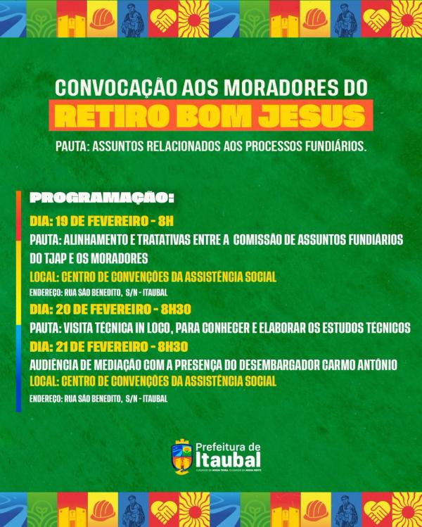 Atenção, moradores do Retiro Bom Jesus! 