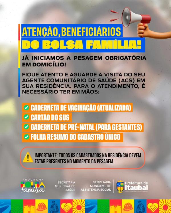 ATENÇÃO, BENEFICIÁRIOS DO BOLSA FAMÍLIA! 