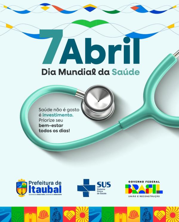 Neste Dia Mundial da Saúde, reforçamos a importância de cuidar do corpo e da mente todos os dias. A saúde é o nosso bem mais valioso — investir nela é garantir qualidade de vida para todos.