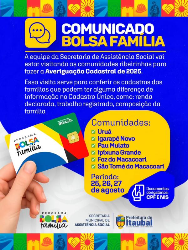 COMUNICADO IMPORTANTE PARA AS COMUNIDADES RIBEIRINHAS 