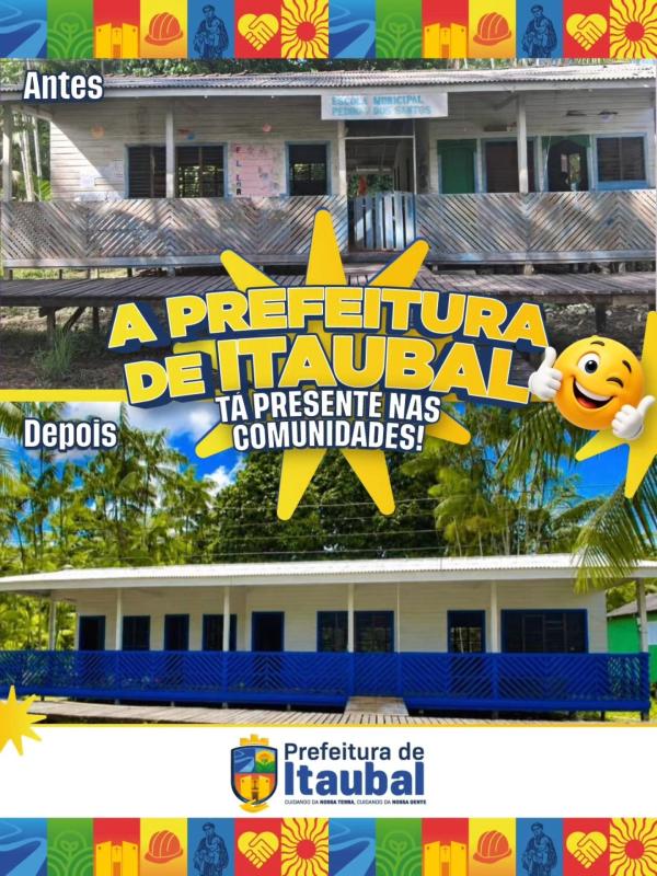 A Prefeitura de Itaubal realizou a reforma da Escola Municipal Pedro Vieira dos Santos, na comunidade ribeirinha de Siriúba, garantindo uma estrutura física mais adequada, segura e confortável para alunos, professores e toda a comunidade escolar.